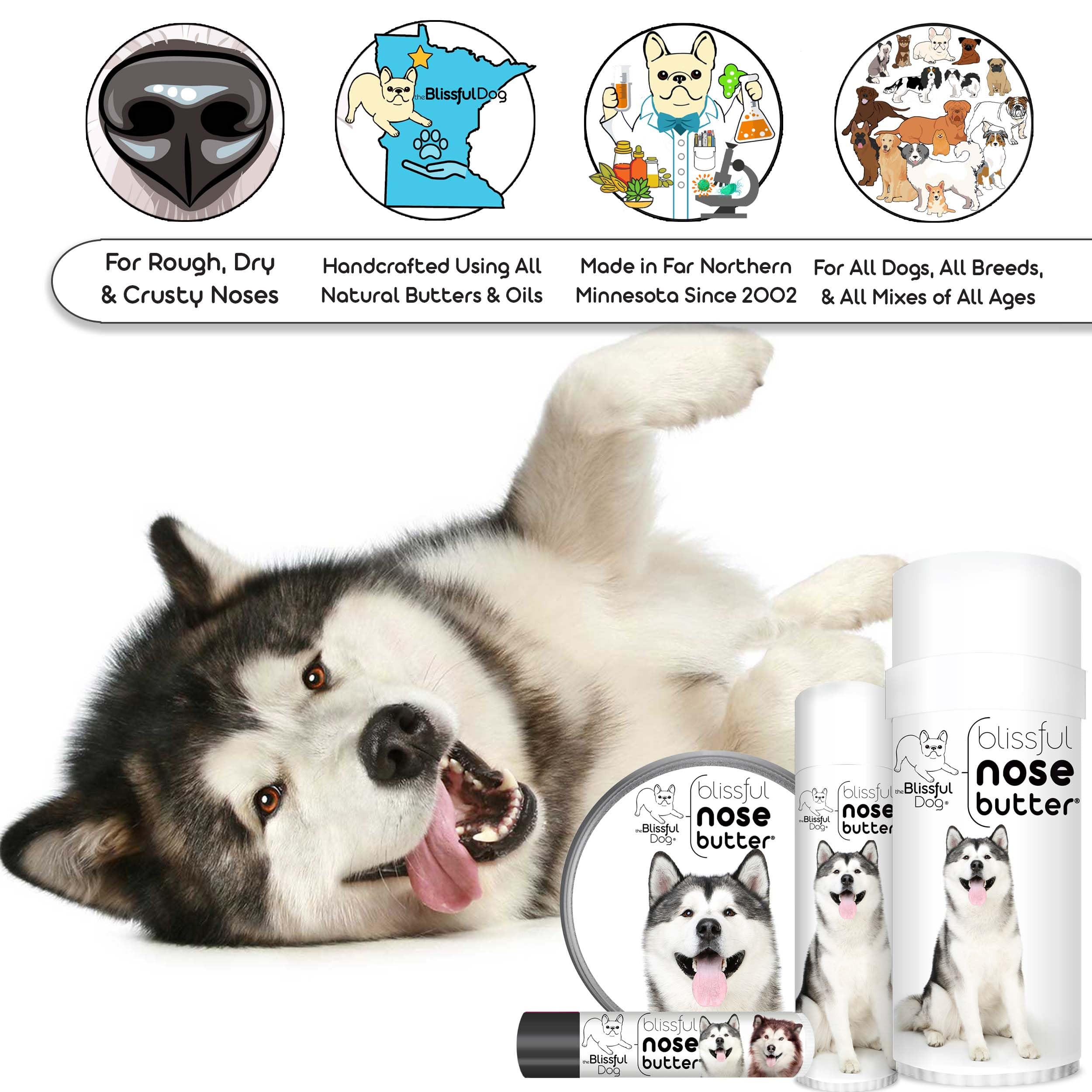 The Blissful Dog Malamute Unscented Nose Butter - Dog Nose Butter, 4 Ounce